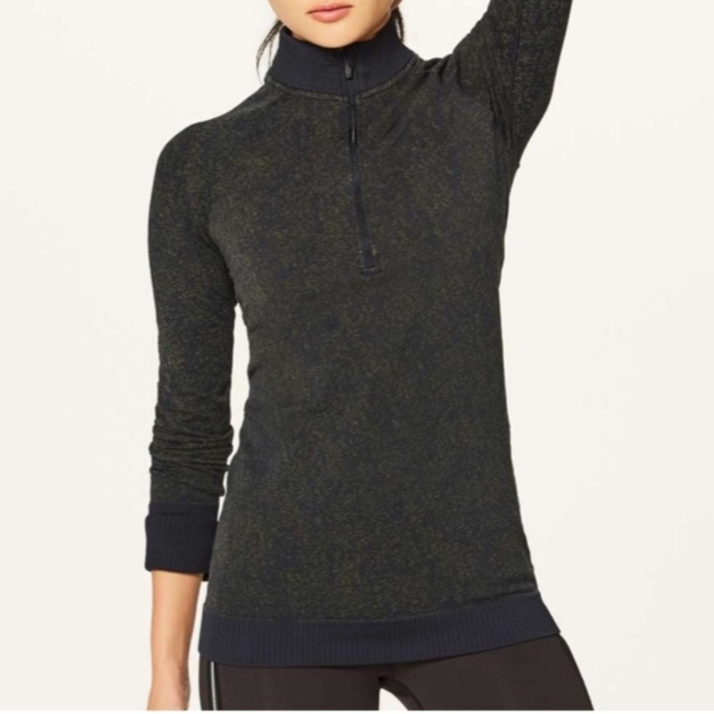 Lululemon Rest Less 1/2 Zip Long Sleeve Top in Black Armory